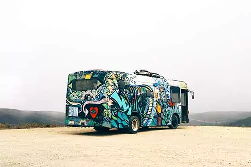 
A luxury traveling coach on the hills